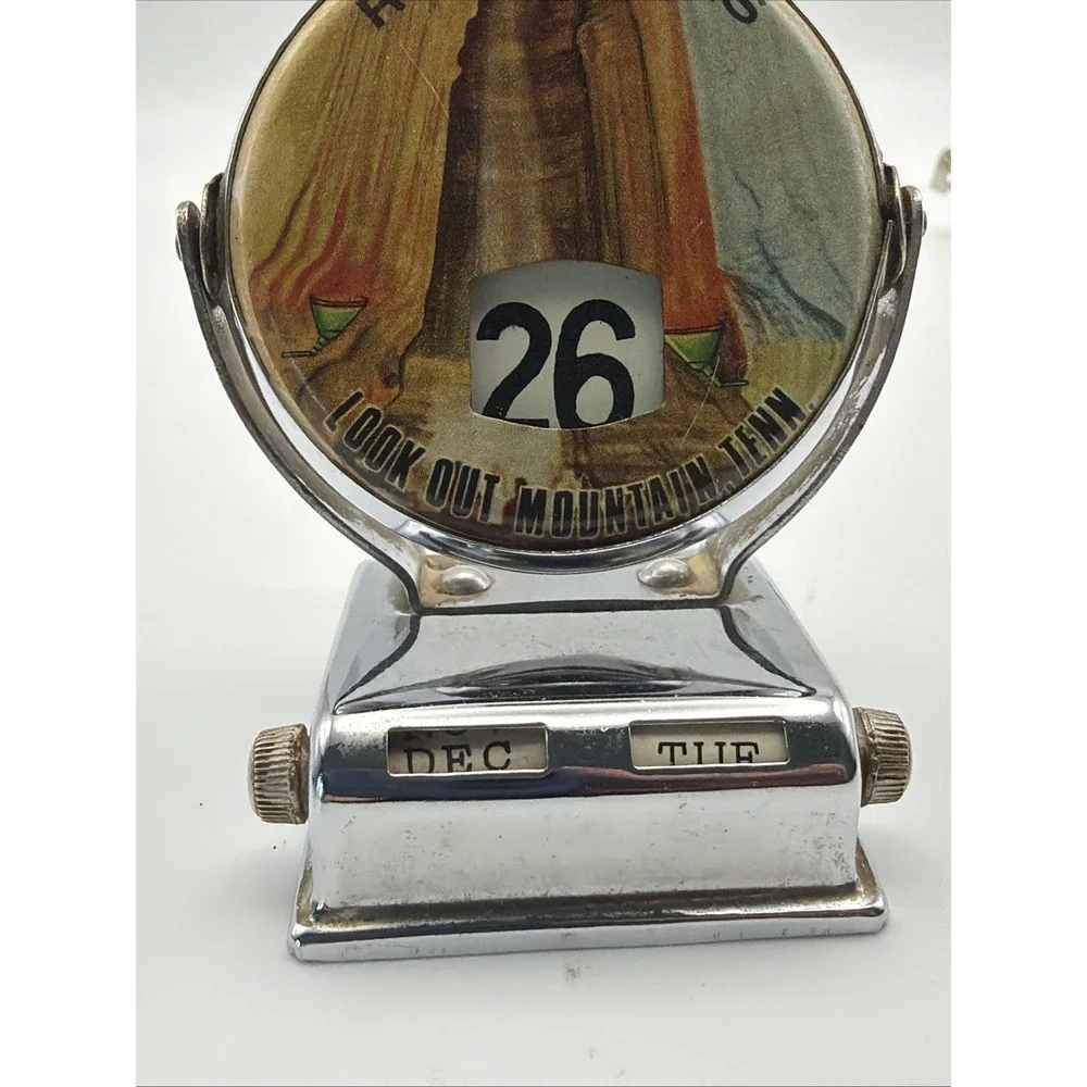 Vintage Rare Ruby Falls TN Desk Flip Calendar Chrome Souvenir Works